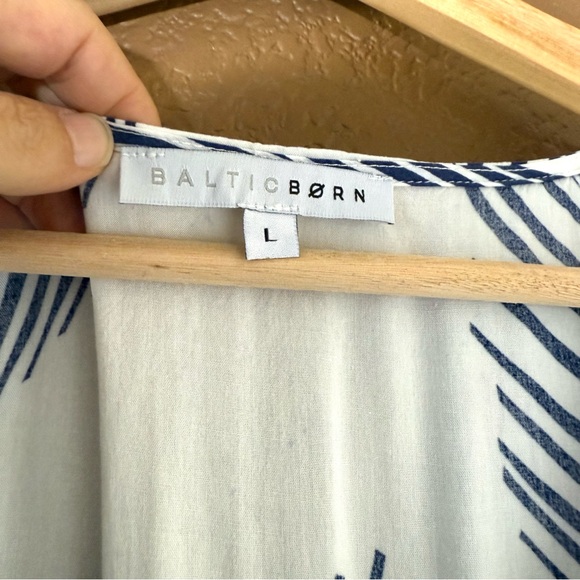 Baltic Born Corinth Maxi Dress Navy White Leaf Print Size L Tropical Boho Event - Picture 7 of 14